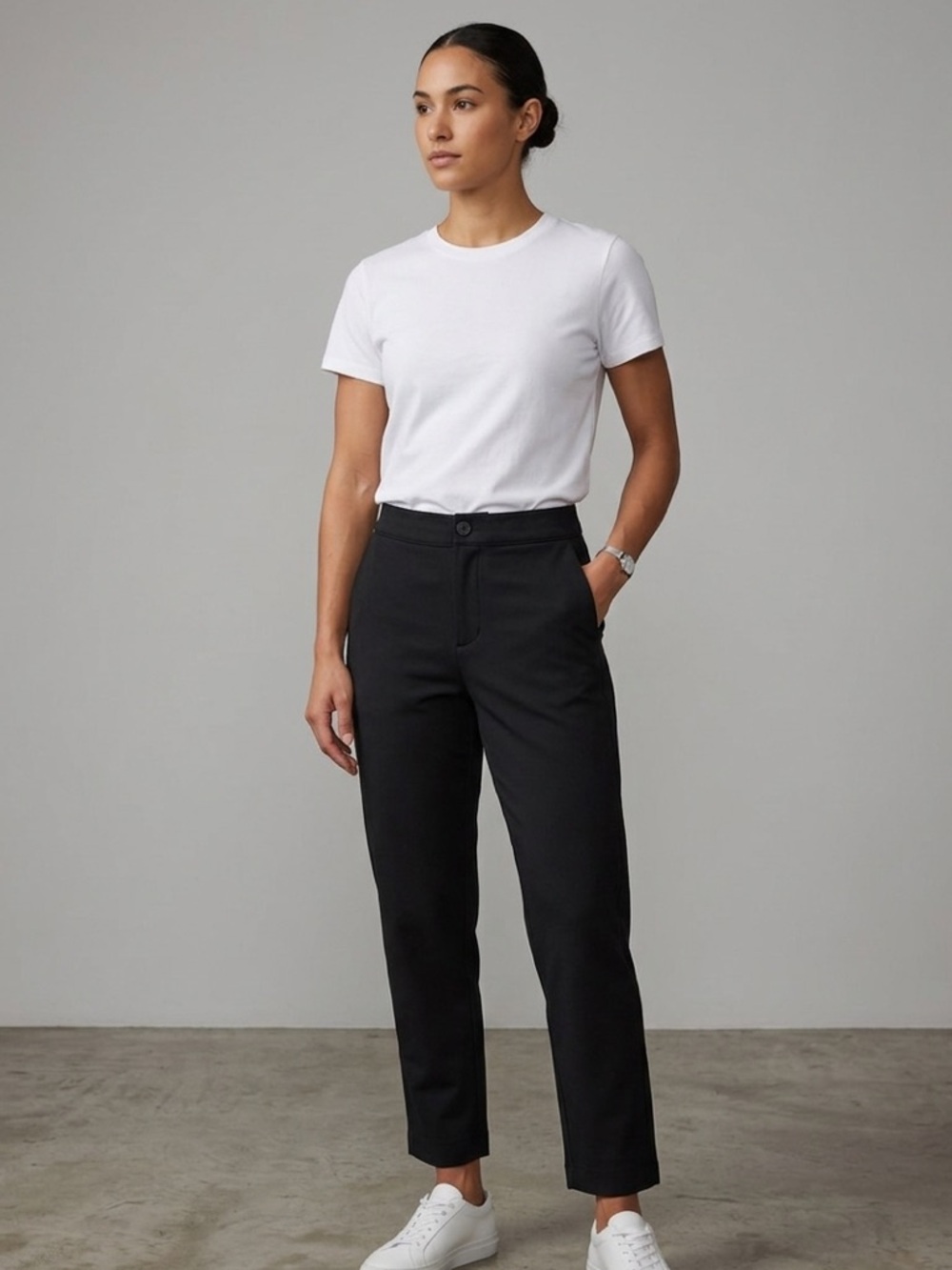 ZARA Women's Size S Black High-Waist Straight Leg Ankle Trousers